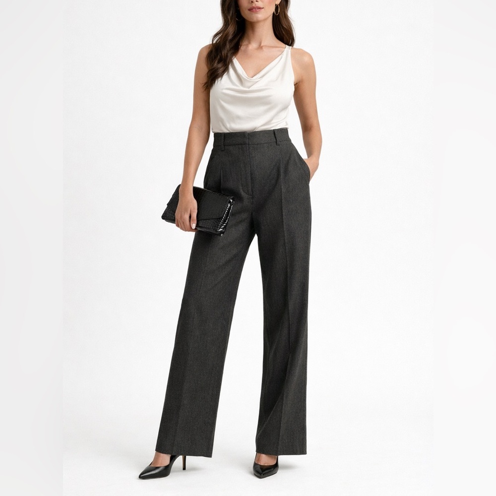 Giorgio Armani Main Line Grey Charcoal Wool Cashmere Pants, Size 40/US 8
